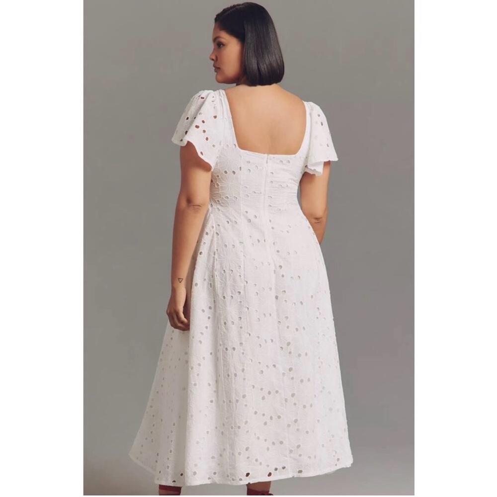 Anthropologie 2X Extro&Vert Ada Flutter-Sleeve Broderie Midi Dress NWT UK 20 3X - Picture 8 of 10
